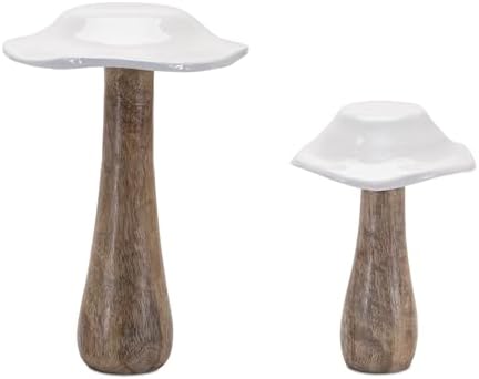 Rustic Wooden Mushroom Decoration Set of 4