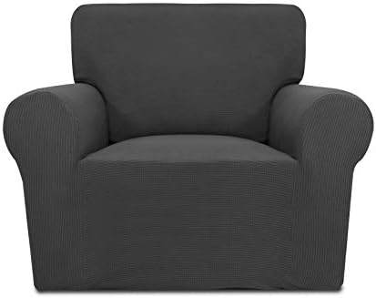 PureFit Stretch Chair Slipcover Dark Gray Non Slip Soft Cover for Kids