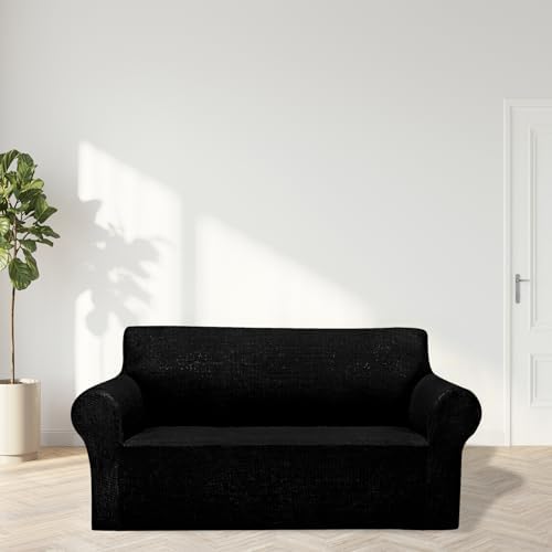 Cupuamon Stretch Loveseat Sofa Slipcovers - Black