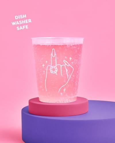 XO Fetti Bachelorette Ring Finger Reusable Cups - 16-Pack Iridescent Foil