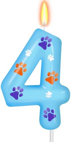 Blue Dog Paw Birthday Candles for Kids