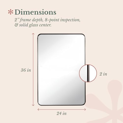 Hamilton Hills 24x36 Inch Black Frame Metal Mirror