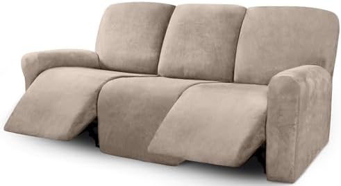 ULTICOR Velvet 8-Piece Recliner Sofa Cover Set