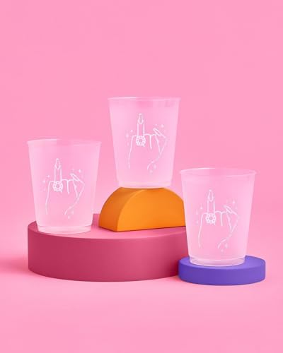 XO Fetti Bachelorette Ring Finger Reusable Cups - 16-Pack Iridescent Foil
