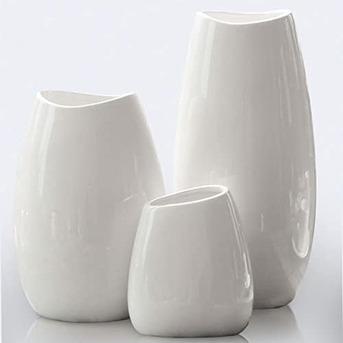 Hjn Ceramic Vase Set of 3 White Modern Decorative Vases