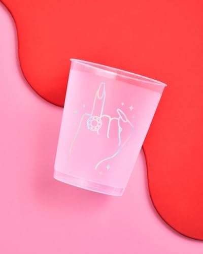 XO Fetti Bachelorette Ring Finger Reusable Cups - 16-Pack Iridescent Foil