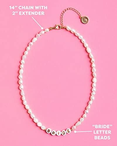 Bride Freshwater Pearl Beaded Choker Necklace with Gold Letter Beads