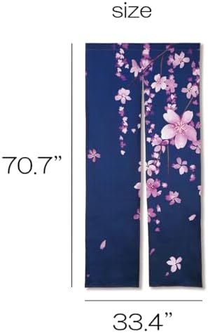 Noren Japanese Style Doorway Curtain with Cherry Blossom Sakura Pattern