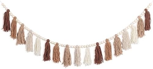 Boho Tassel Garland with Wood Beads for Home Decor