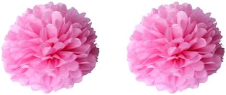 2Pcs Pink Handmade Paper Flower Pom Poms for Wedding Decoration