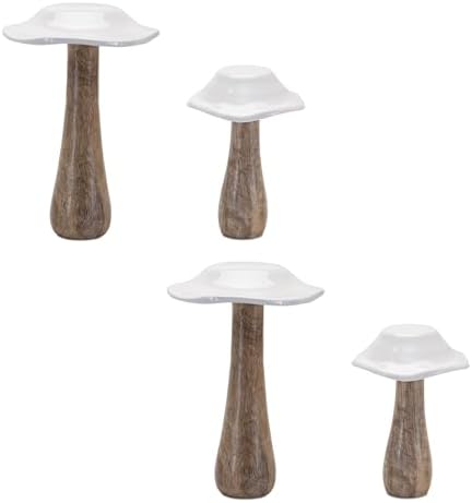 Rustic Wooden Mushroom Decoration Set of 4