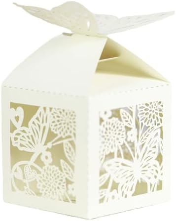 EUBUY 50 Piece Hollow Butterfly Favor Boxes for Wedding
