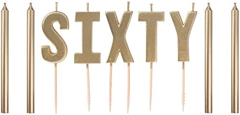 Amscan Golden Age 60th Birthday Candles - Pack of 9