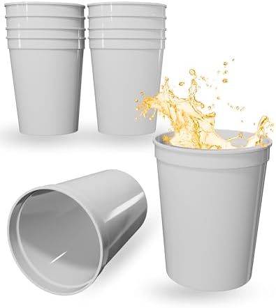PartyPrints 10 Pack 16 oz White Reusable Plastic Cups