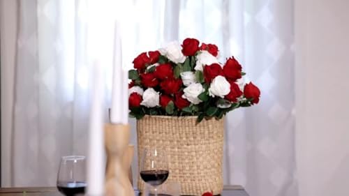 60 Pcs Artificial Roses Bulk Velvet Silk White