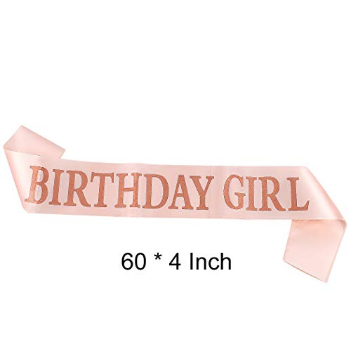 AOPRIE Rose Gold Birthday Girl Crown with Sash