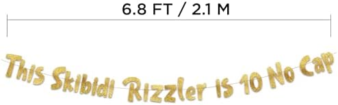 This Skibidi Rizzler is 10 No Cap Gold Glitter Banner 1