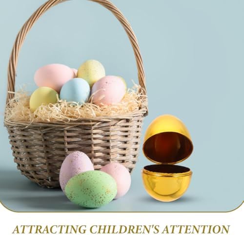 Housoutil 12 Pcs Golden Plastic Easter Eggs
