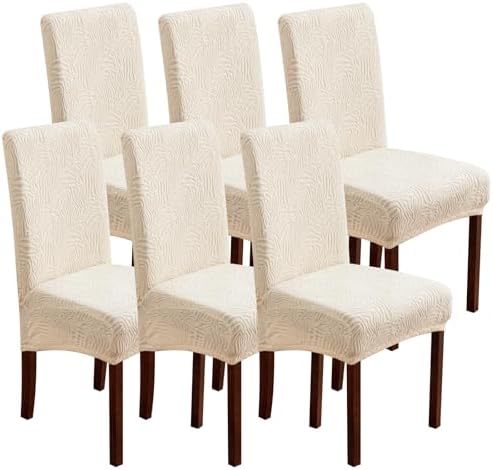 YUEANG Dining Chair Covers 6 Pack Beige Slipcover