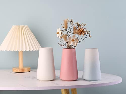 Simple White Ceramic Vase for Home Decor and Flowers