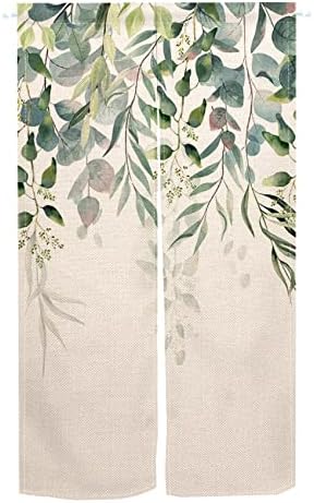 Green Leaves Eucalyptus Noren Curtain Door Divider