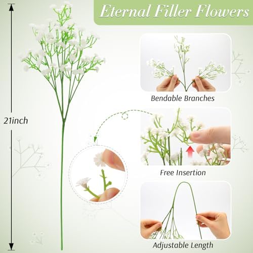 MERIXMAS Babys Breath Artificial Flowers White 6 Stem