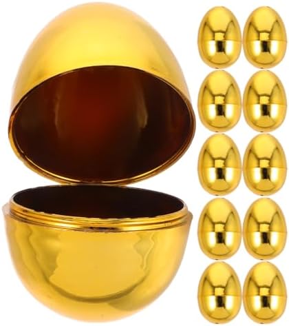 Housoutil 12 Pcs Golden Plastic Easter Eggs