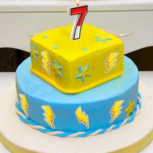 Cartoon Red and White Number 7 Birthday Cake Topper