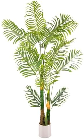 Lush Artificial Palm Tree 6FT with White Planter and Free Moss