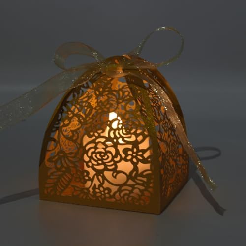KPOSIYA 70pcs Laser Cut Rose Candy Boxes Wedding Favor
