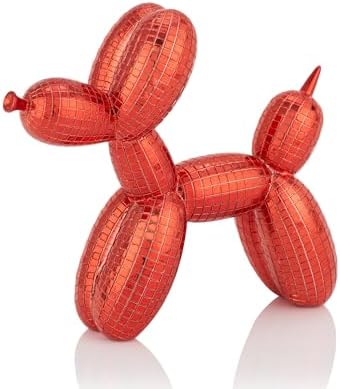Disco Red Balloon Dog Statue Decor 7 Inch