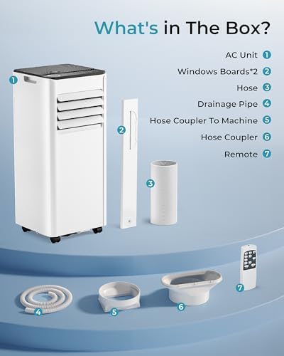 EUHOMY 8000 BTU Portable Air Conditioner with 4 Modes and 24H Timer