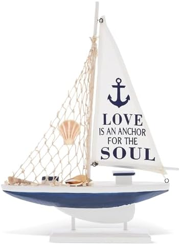 CoTa Global Ocean Blue Sailboat Decor 14 Inch 1