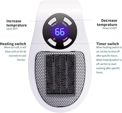 450W Programmable Space Heater 2 Pack with Remote Wall Outlet and Adjustable Thermostat