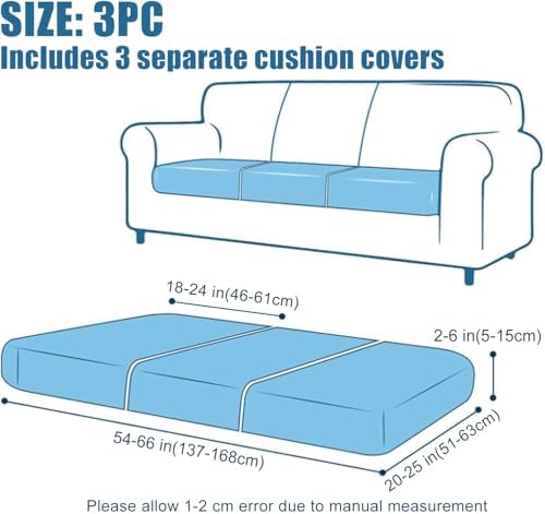 Smiry Waterproof Sofa Cushion Covers 3PC Grey 1