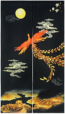 LIGICKY Traditional Golden Phoenix Doorway Curtain for Home and Kitchen