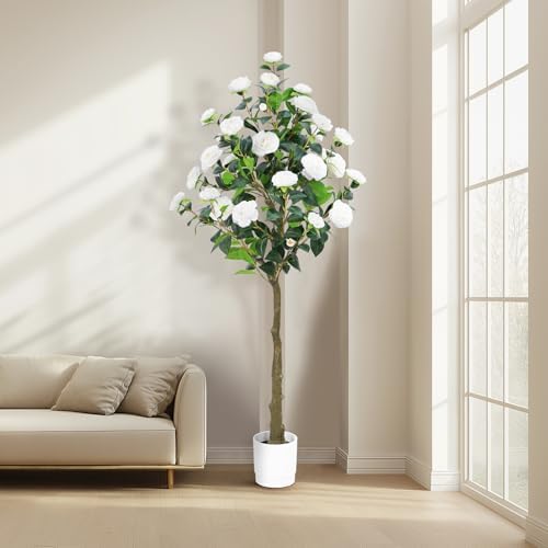 Artificial Camellia Tree 6FT Natural Faux Plants Indoor
