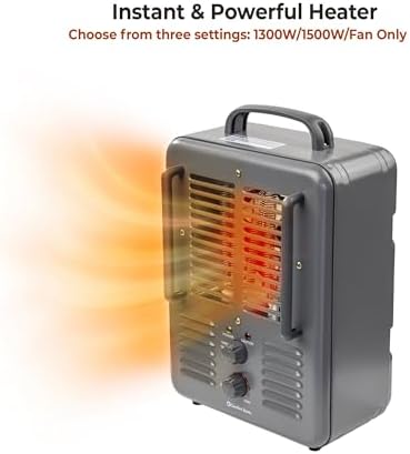Comfort Zone 1500W Electric Space Heater with Thermostat and Safety Features