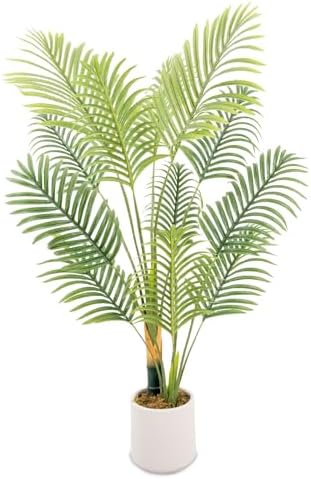Artificial Fake Palm Tree 4ft with White Planter and Free Moss