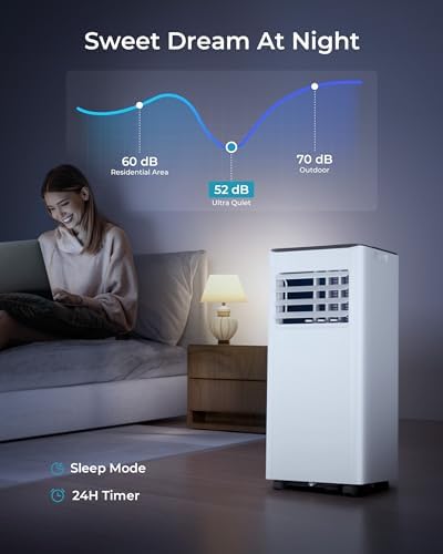 EUHOMY 8000 BTU Portable Air Conditioner with 4 Modes and 24H Timer