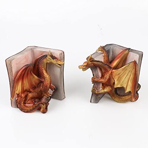 Hztyyier Dragon Bookend Set for Home Office Bookshelf Decoration