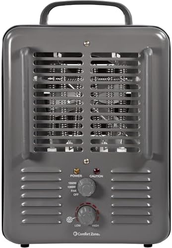 Comfort Zone 1500W Electric Space Heater with Thermostat and Safety Features