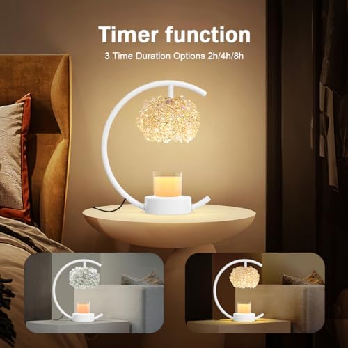 Yeuslor White Candle Warmer Lamp with Timer and Brightness Control