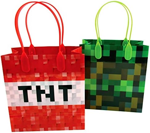 Pixels Miner Themed Party Favor Bags Treat Bags, 12 Pack