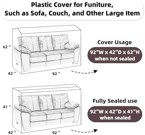 Yotelab Plastic Couch Cover for Moving and Storage 1