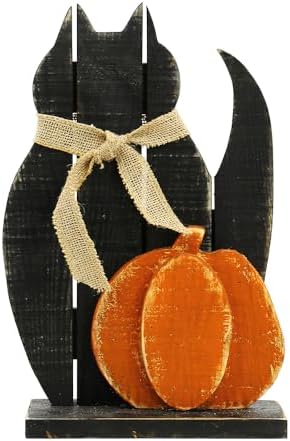 Diamond Star Halloween Black Cat Pumpkin Wooden Decor
