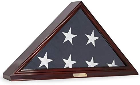 Bey-Berk Custom Personalized Solid Wood Triangle Flag Display Case