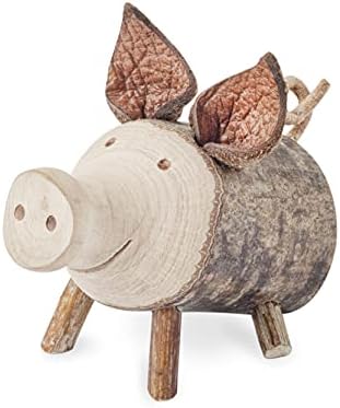 Wooden Pig Figurine - 27 Inch Cute Animal Decor