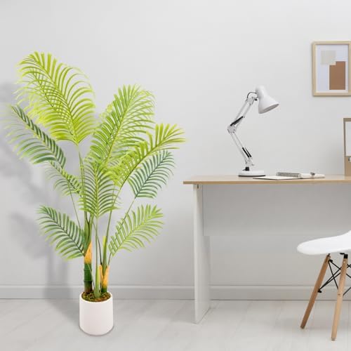 Lush Artificial Palm Tree 5FT with White Planter and Free Moss