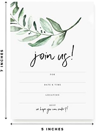 Bliss Collections 25 Greenery Invitations With Envelopes For All Occasions